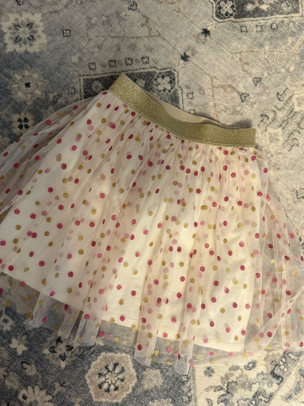 Crewcuts Cream Tulle Skirt with Pink & Gold Polka Dots
